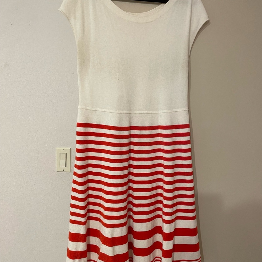 Tomato-red striped dress
